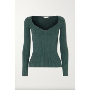 Skin Deep Teal Ribbed Scoop Neck Sweater